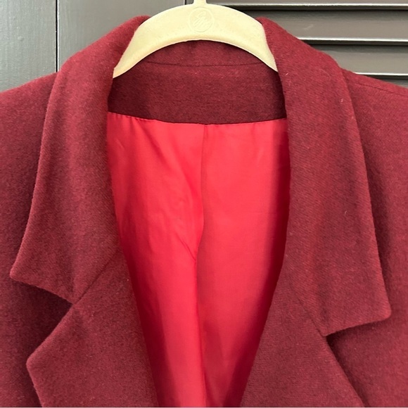 100% Cashmere Vintage Nordstrom Gallery Red Burgundy Blazer Jacket, Size 8 - Picture 3 of 12